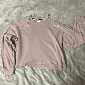 VS Pink Tan crop top sweatshirt